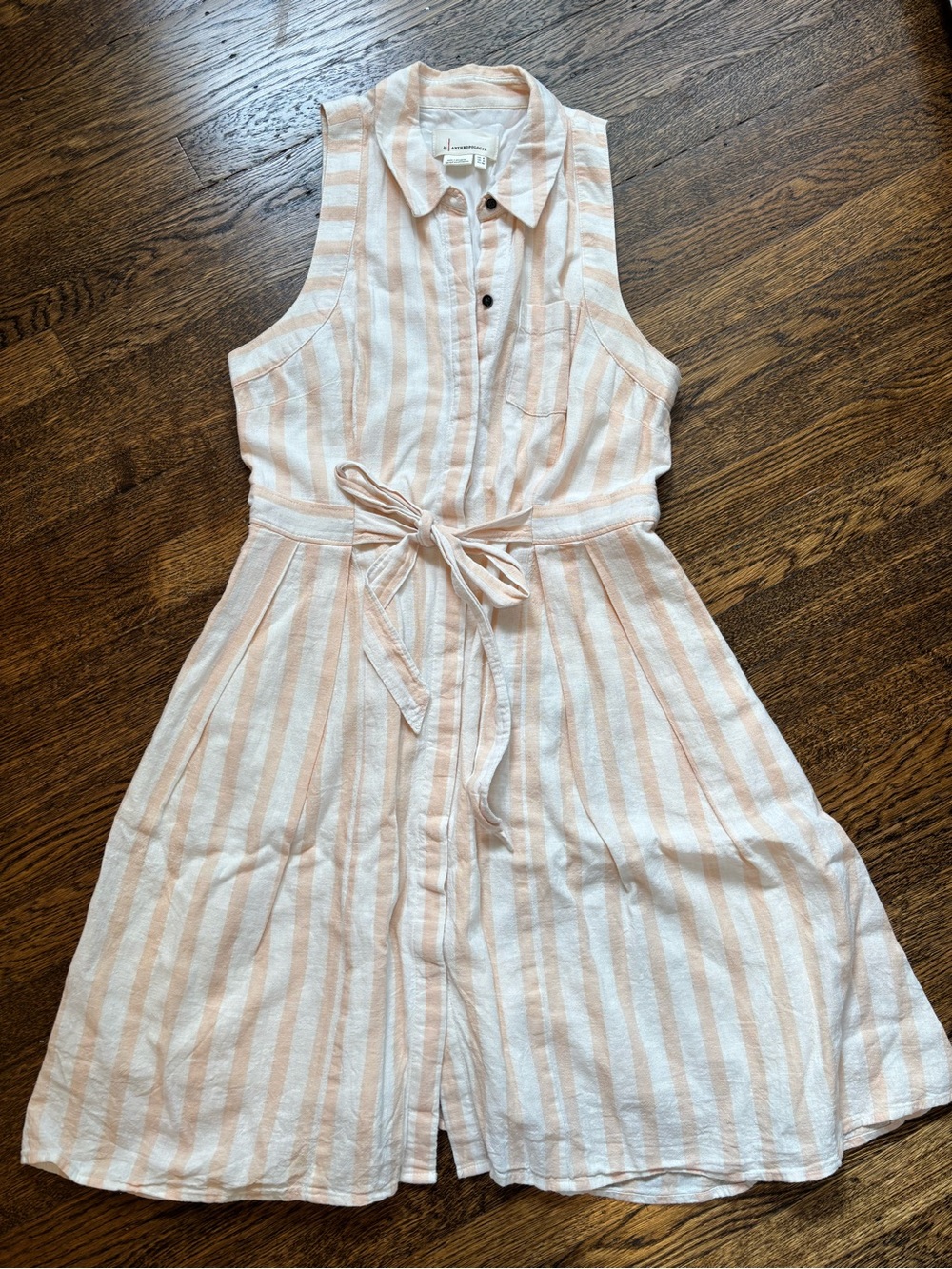 Anthropologie Billie Sleeveless Striped Shirt Dress